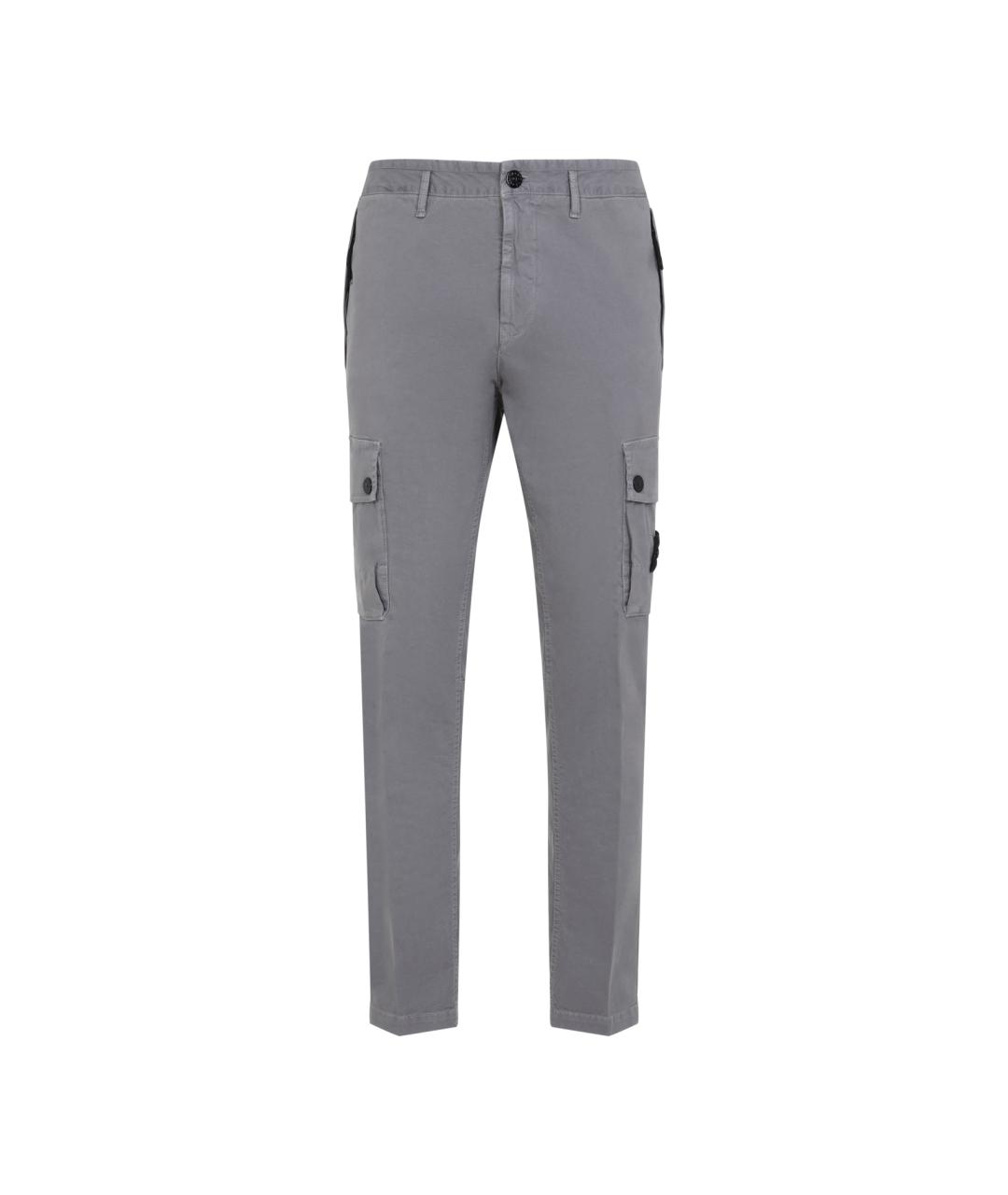 STONE ISLAND Серые хлопковые повседневные брюки, фото 1