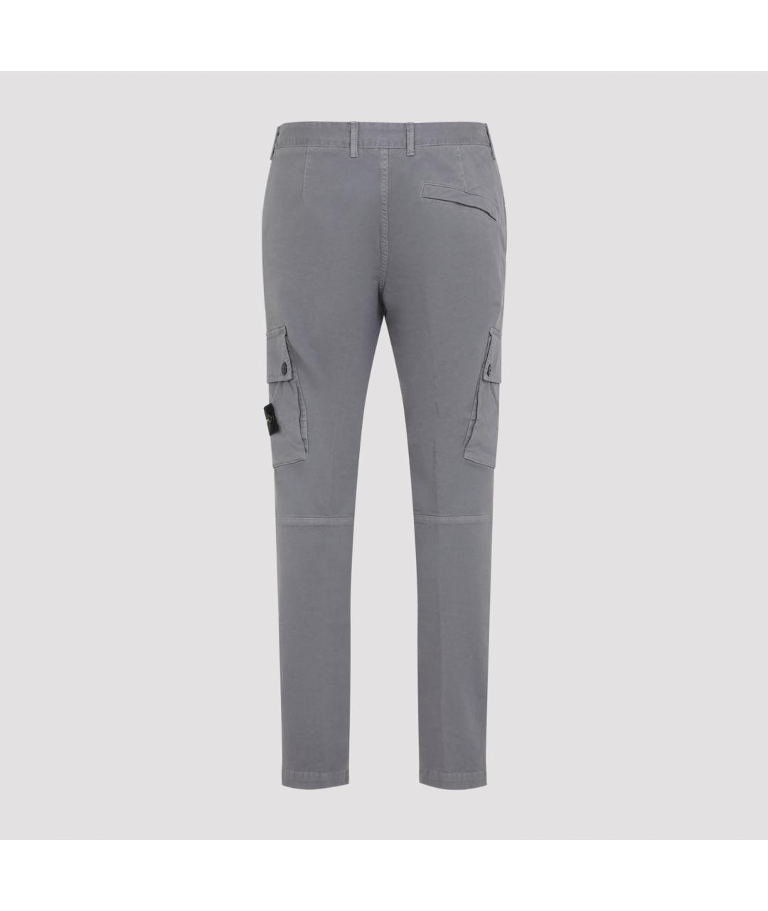 STONE ISLAND Серые хлопковые повседневные брюки, фото 2