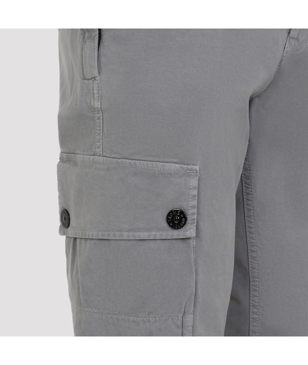 STONE ISLAND Серые хлопковые повседневные брюки, фото 3