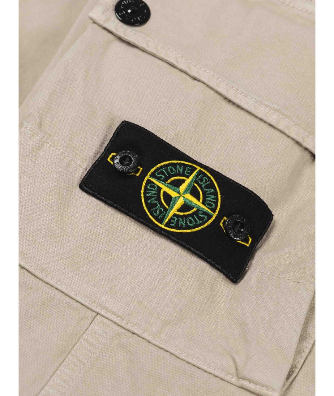 STONE ISLAND Бежевые хлопковые повседневные брюки, фото 2