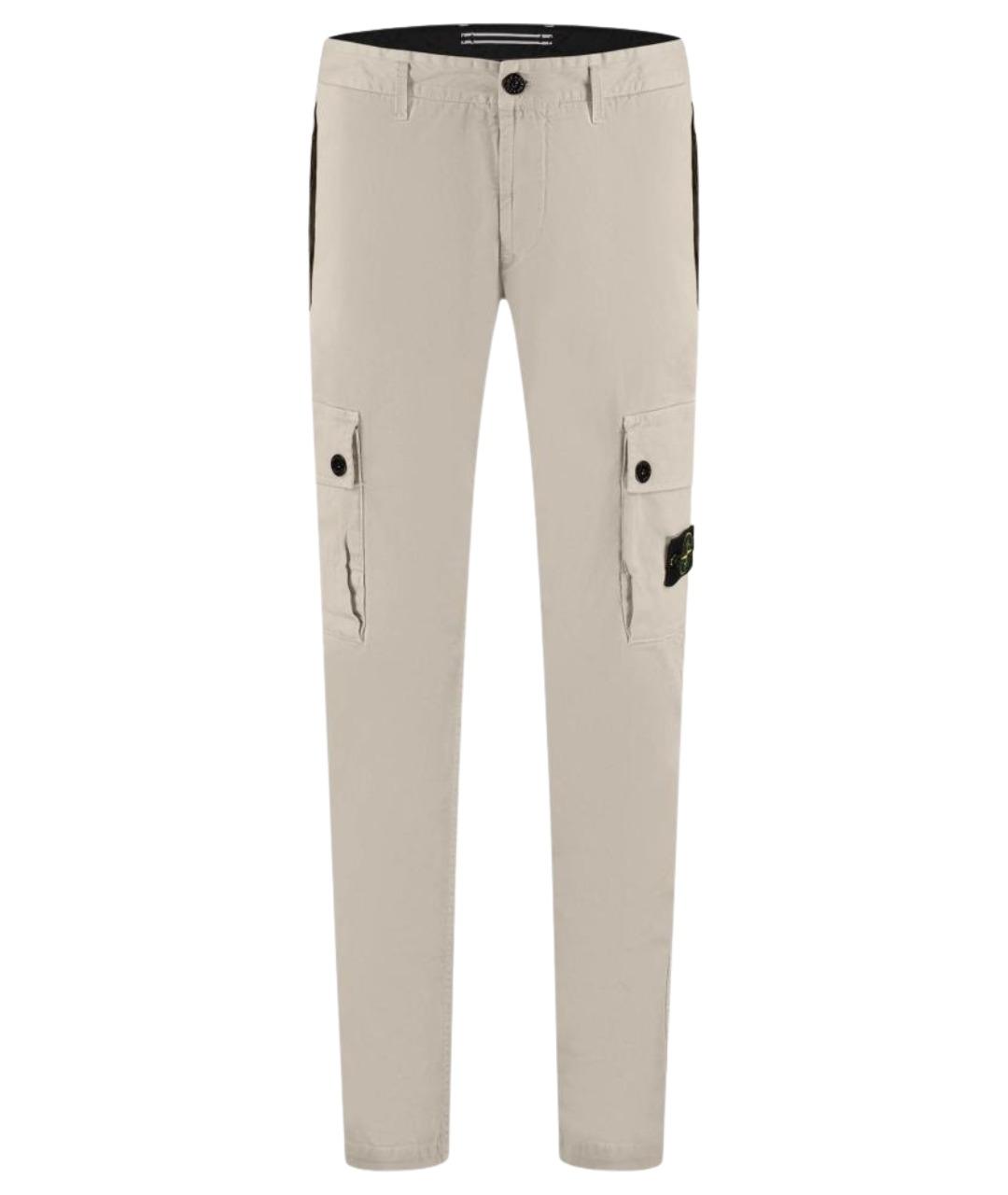 STONE ISLAND Бежевые хлопковые повседневные брюки, фото 1