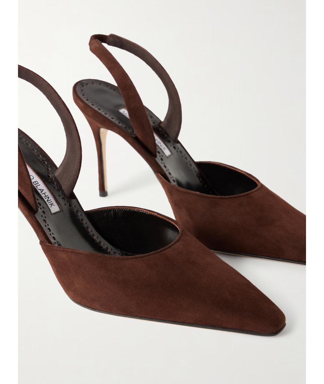 MANOLO BLAHNIK Коричневые замшевые туфли, фото 4