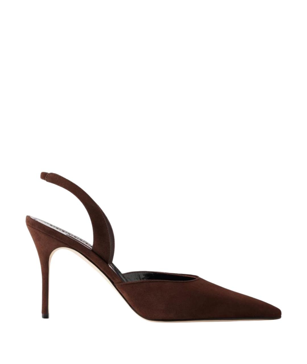 MANOLO BLAHNIK Коричневые замшевые туфли, фото 1