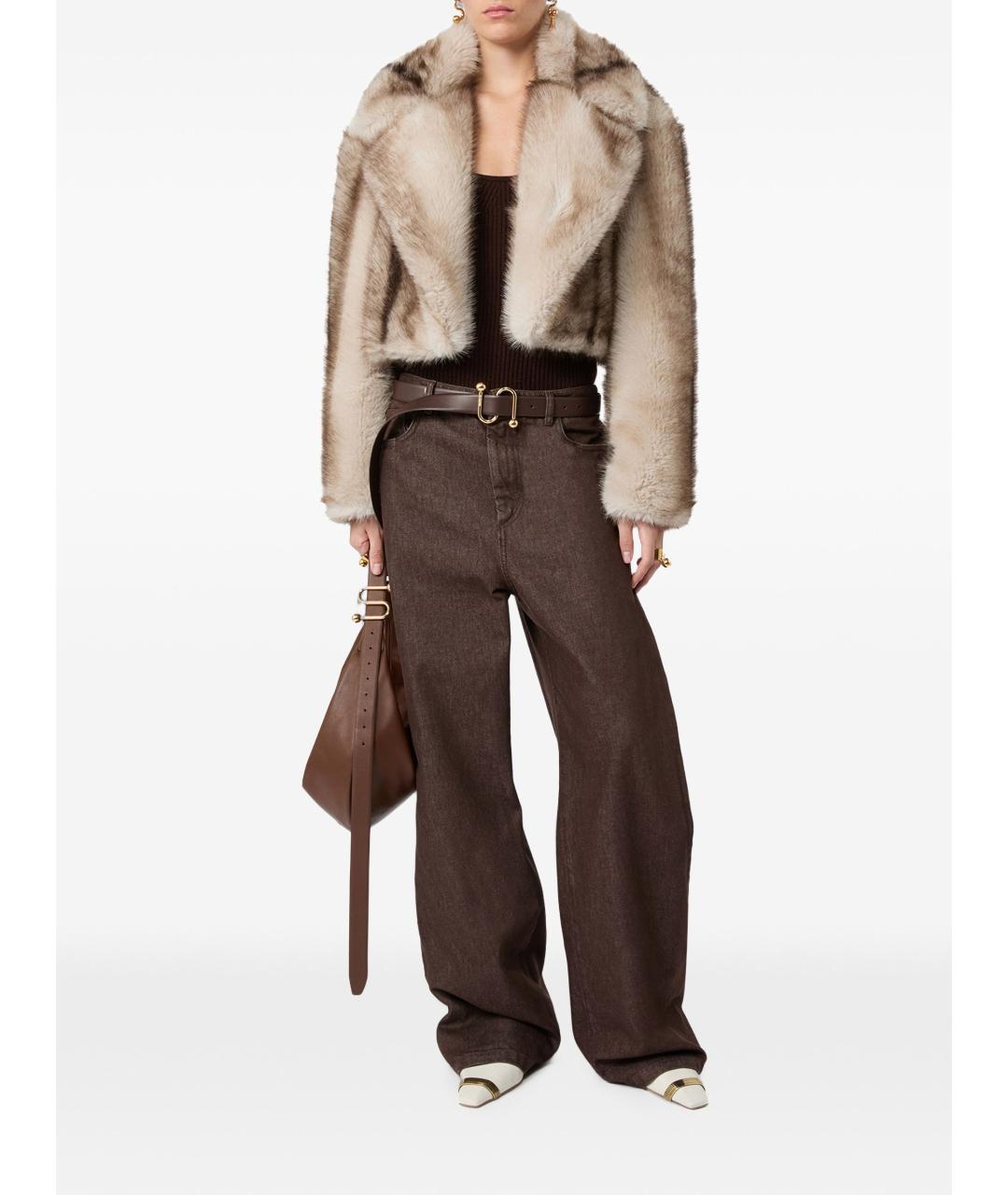 MAX MARA Бежевая полиэстеровая шуба, фото 2