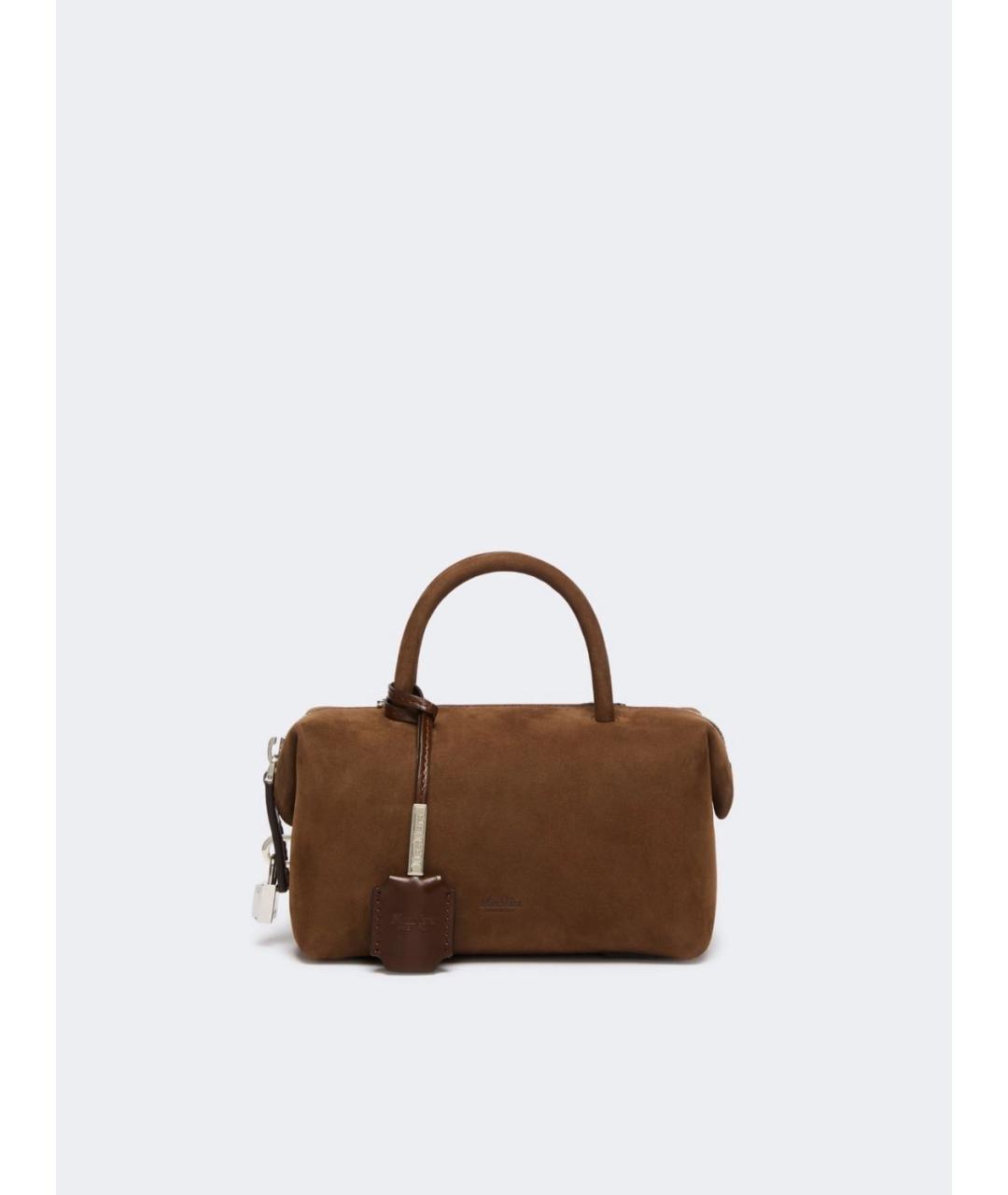 MAX MARA Коричневая замшевая сумка с короткими ручками, фото 6