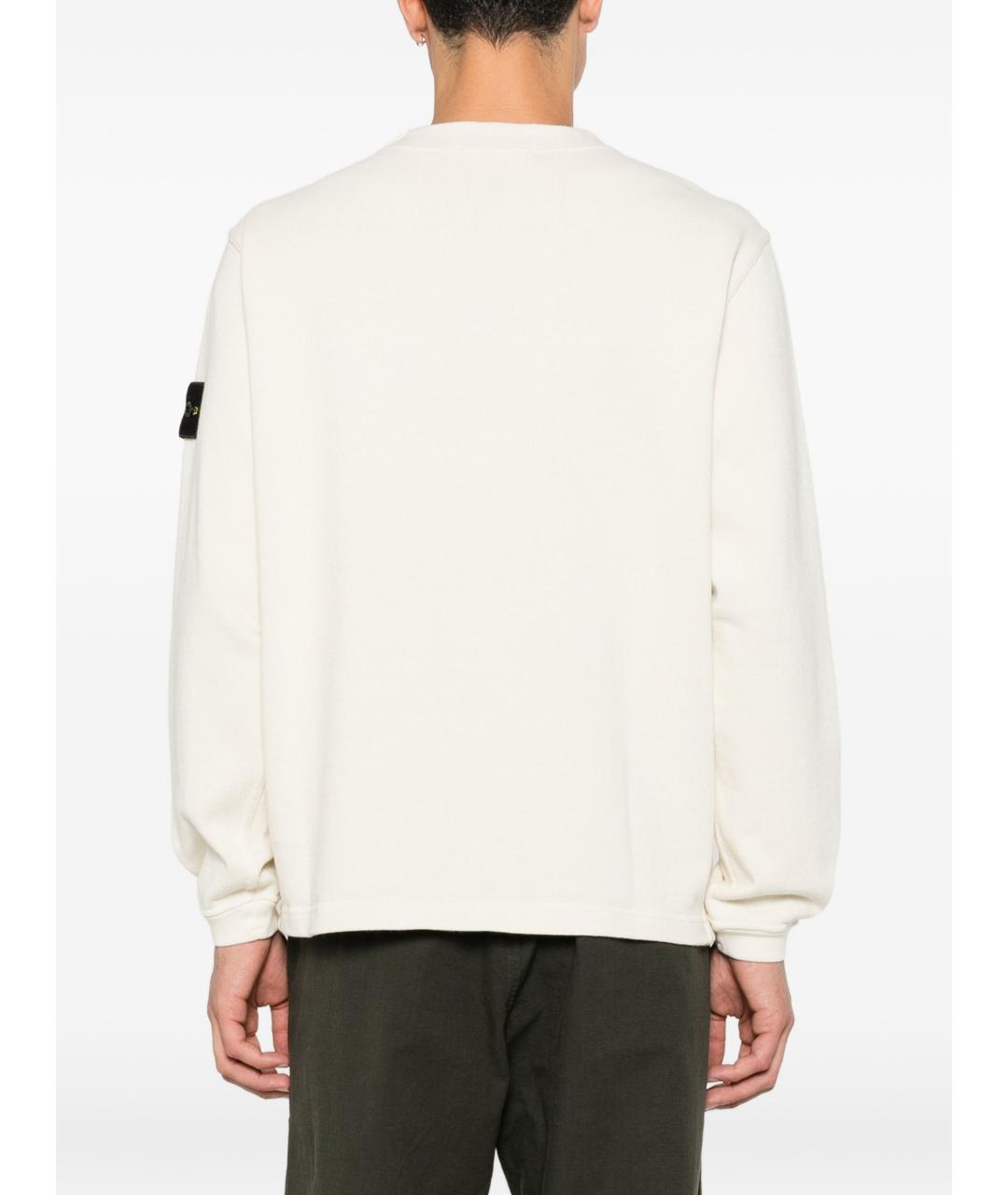 STONE ISLAND Белый хлопковый джемпер / свитер, фото 4