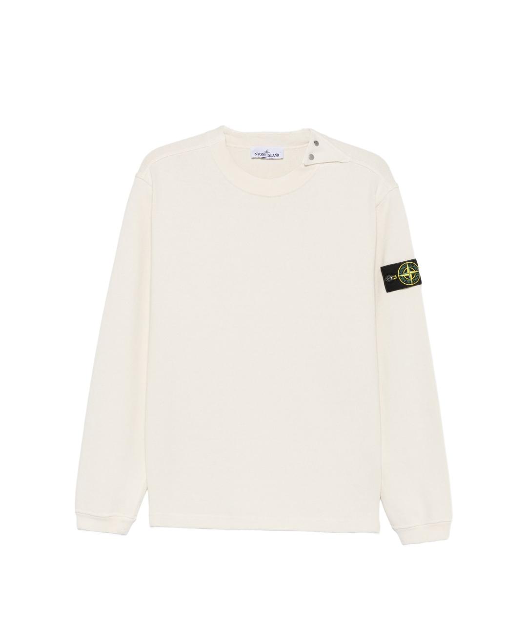 STONE ISLAND Белый хлопковый джемпер / свитер, фото 1