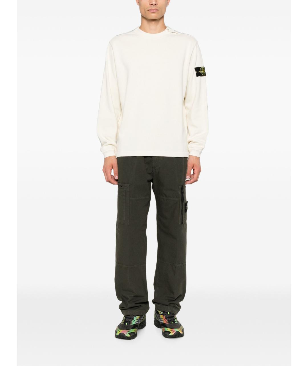 STONE ISLAND Белый хлопковый джемпер / свитер, фото 2