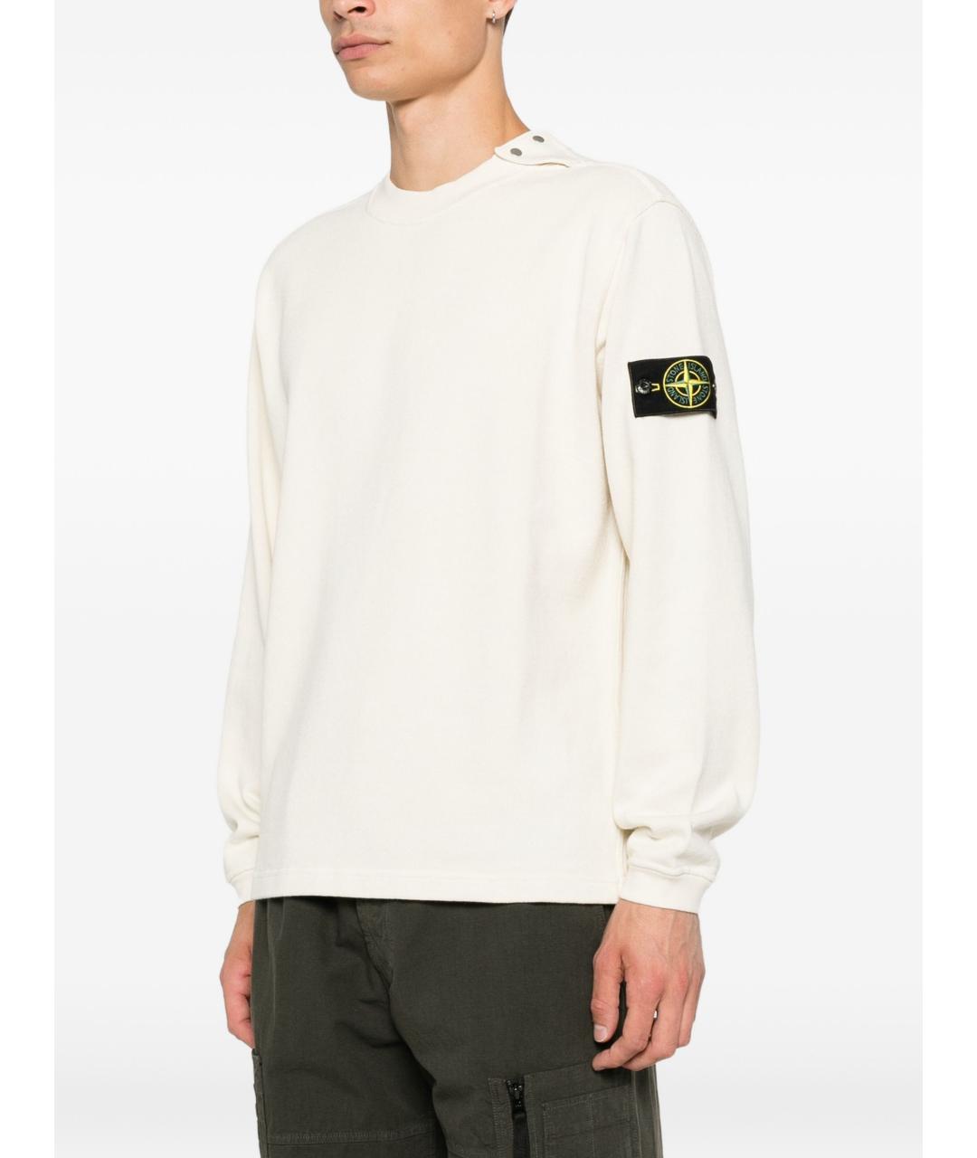 STONE ISLAND Белый хлопковый джемпер / свитер, фото 3