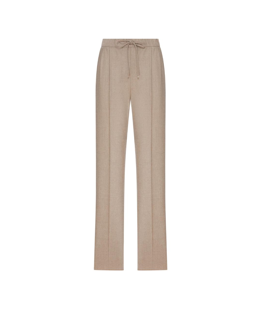 MAX MARA Бежевые кашемировые прямые брюки, фото 1