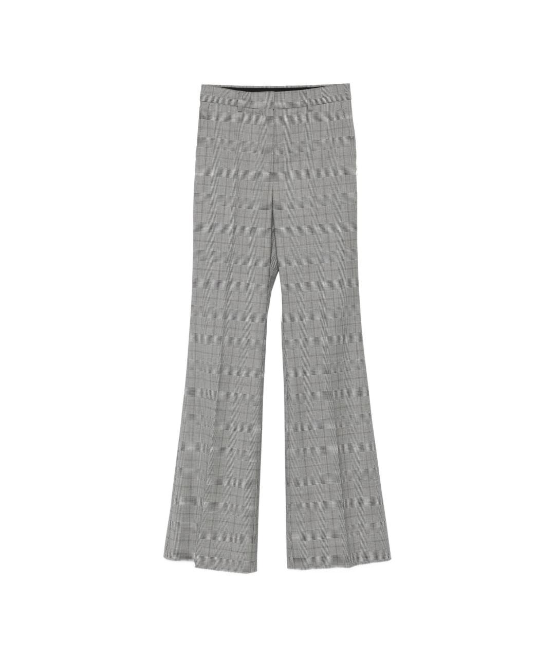 MAX MARA Серые шерстяные прямые брюки, фото 1