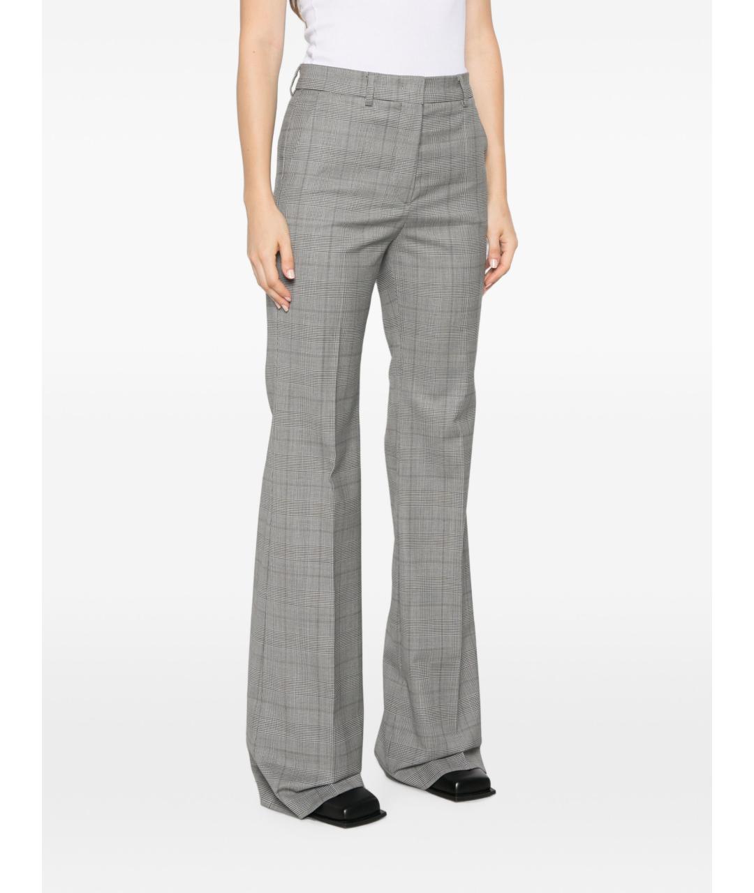 MAX MARA Серые шерстяные прямые брюки, фото 2
