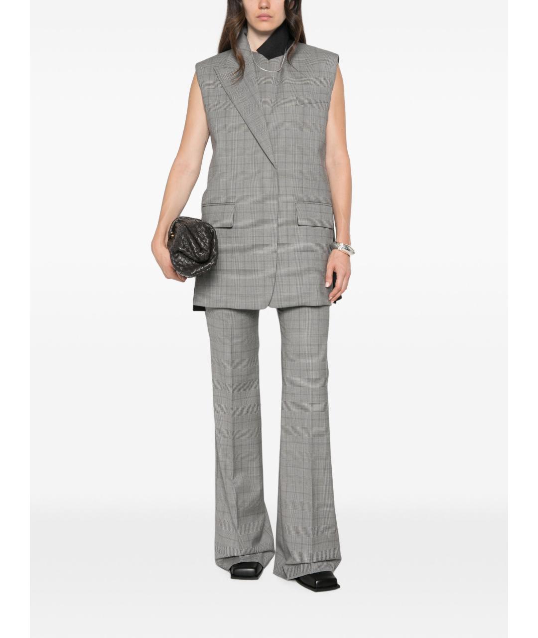 MAX MARA Серые шерстяные прямые брюки, фото 5