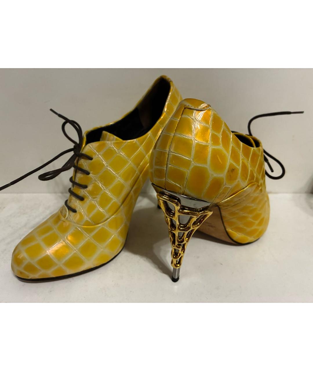 GIUSEPPE ZANOTTI DESIGN Желтые кожаные ботильоны, фото 2