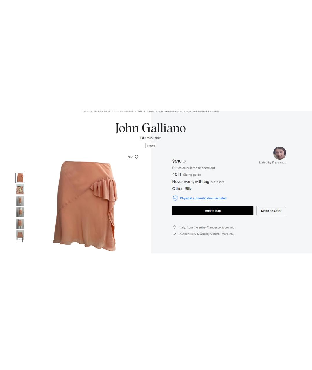 JOHN GALLIANO Коралловая шелковая юбка миди, фото 6