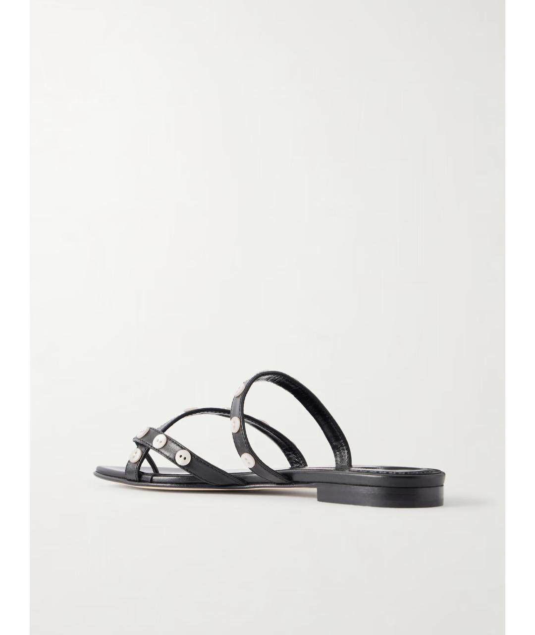 MANOLO BLAHNIK Черные кожаные сандалии, фото 6