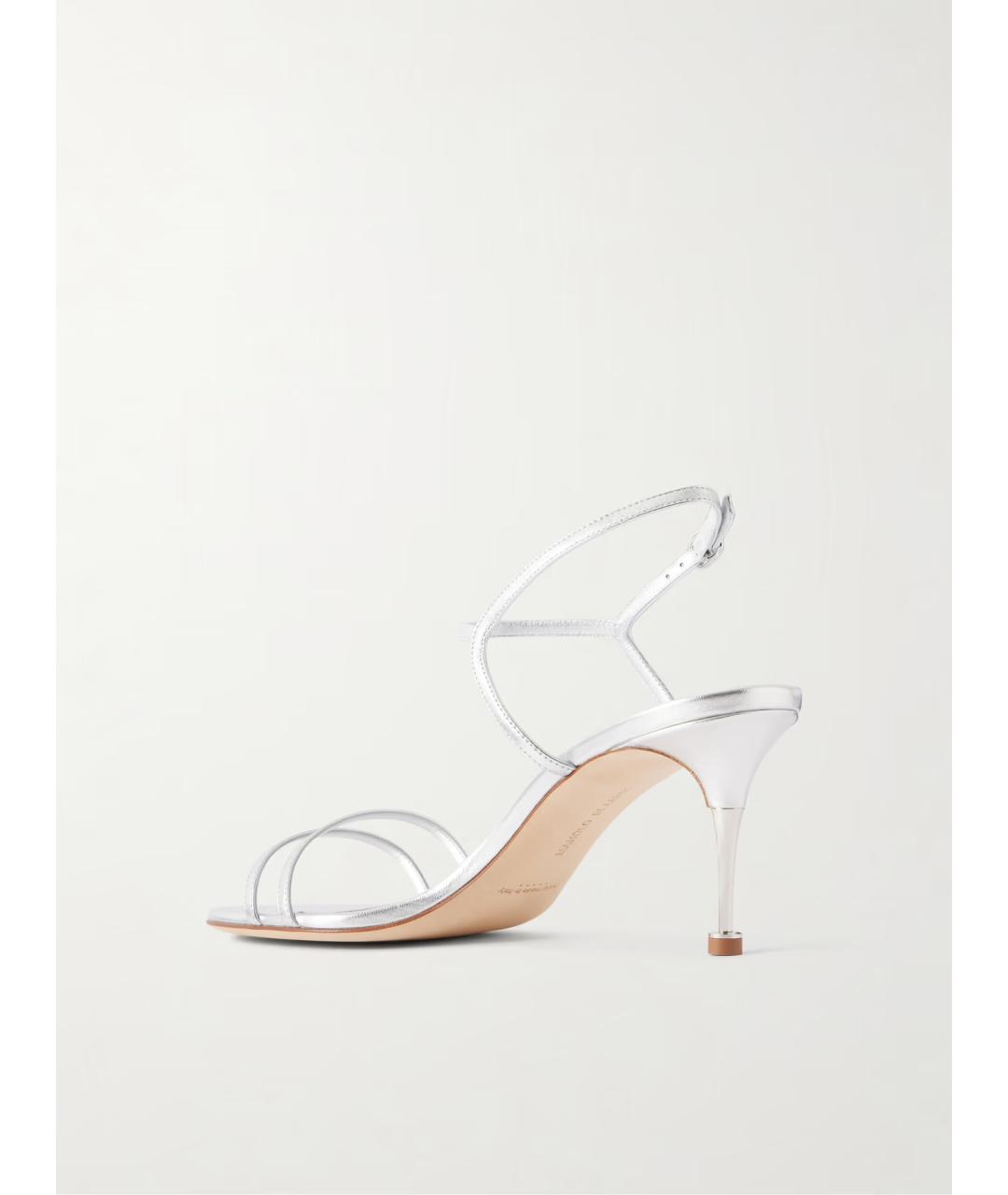 MANOLO BLAHNIK Серебряные кожаные босоножки, фото 4