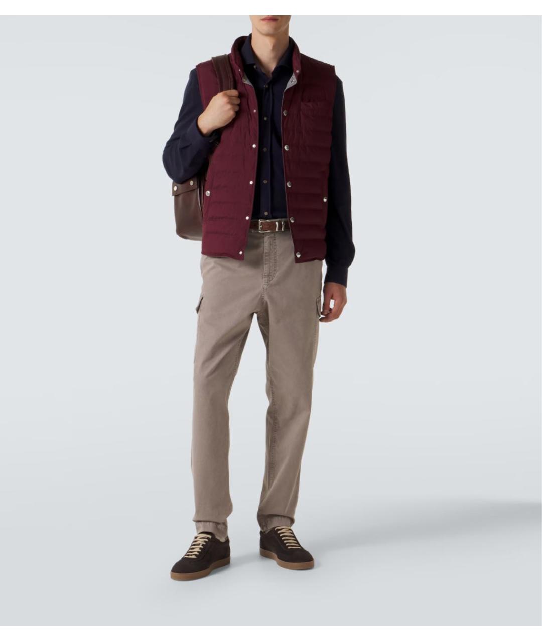 BRUNELLO CUCINELLI Серые хлопковые повседневные брюки, фото 2