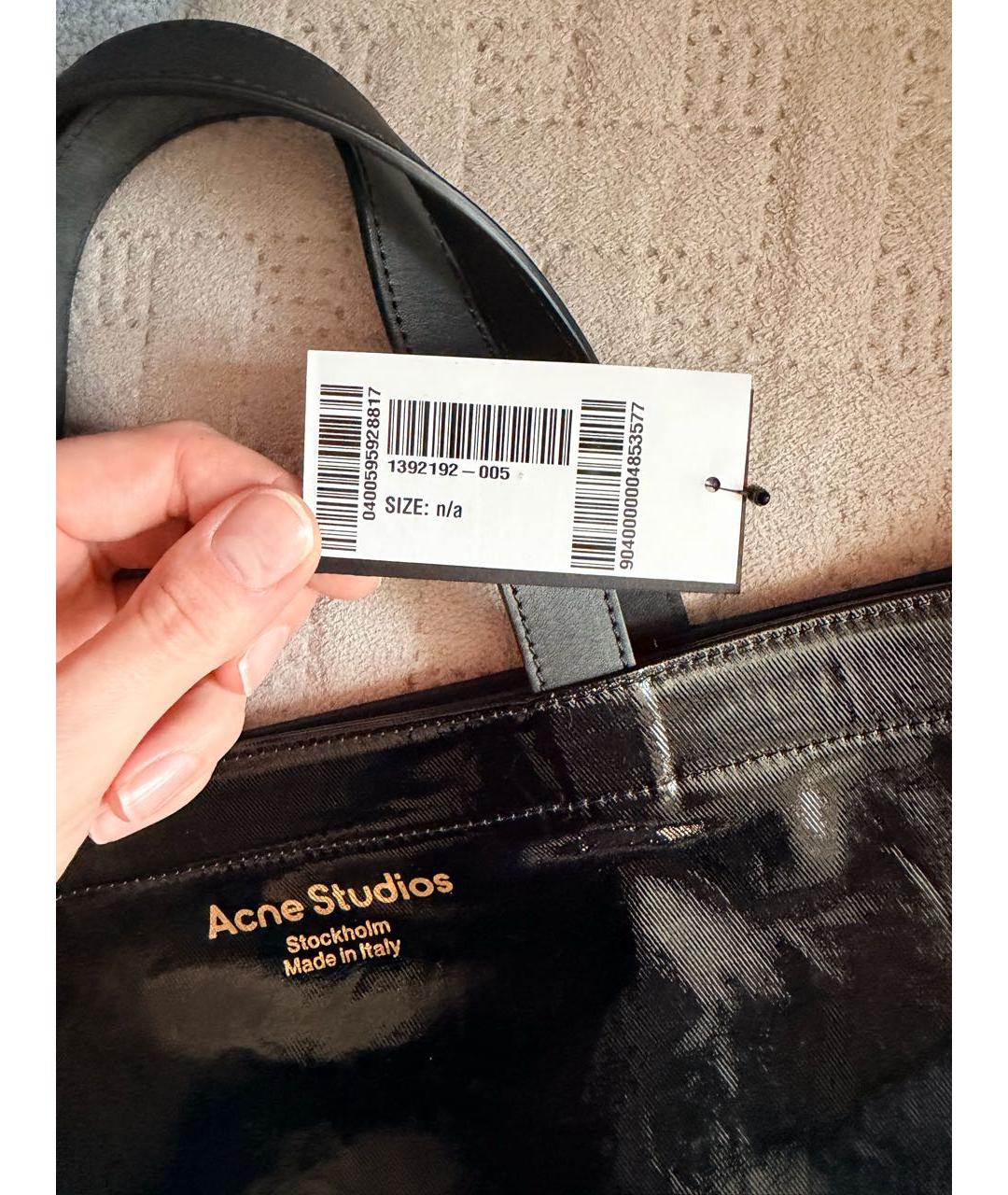 ACNE STUDIOS Черная твиловая сумка тоут, фото 5
