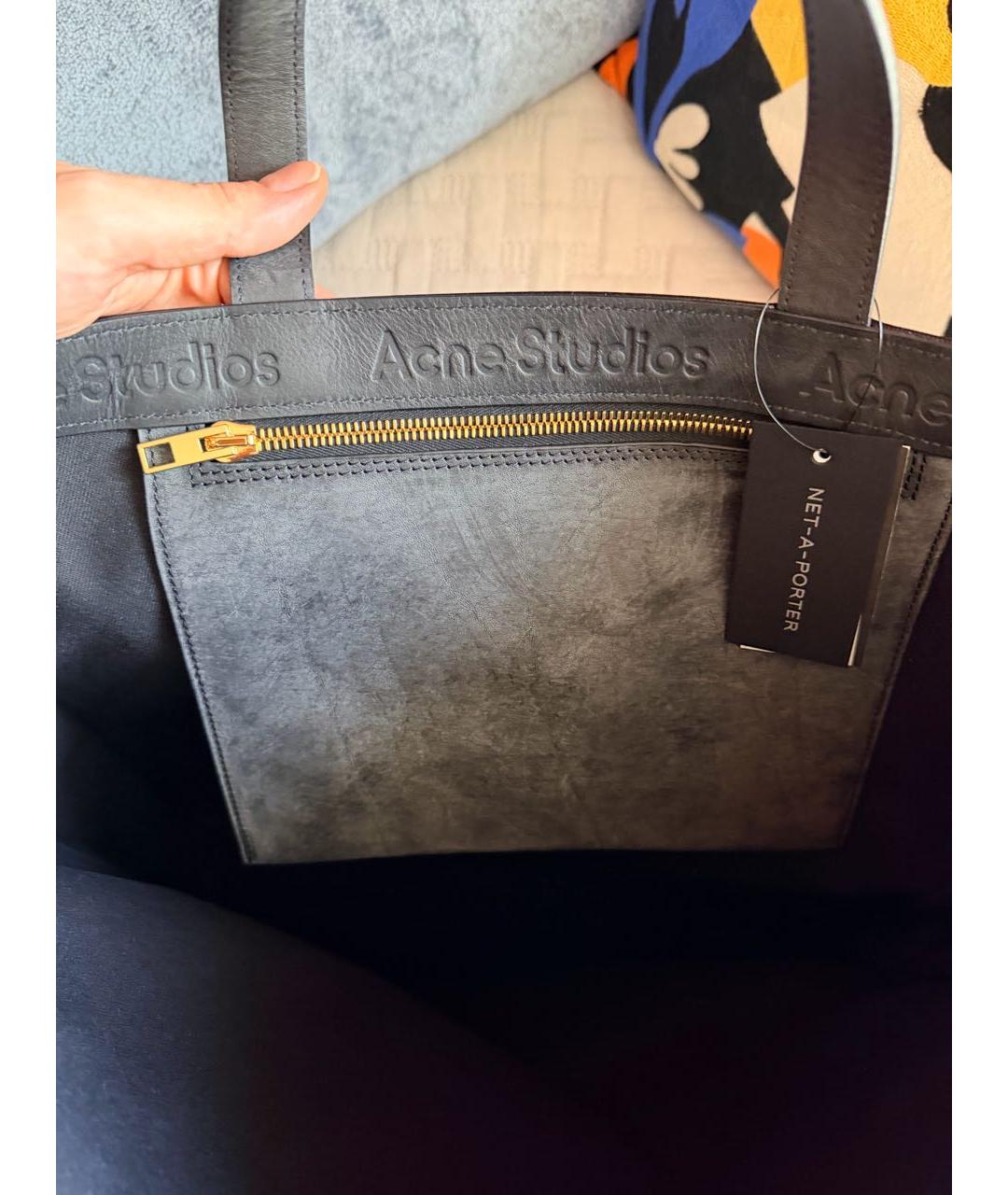 ACNE STUDIOS Черная твиловая сумка тоут, фото 2