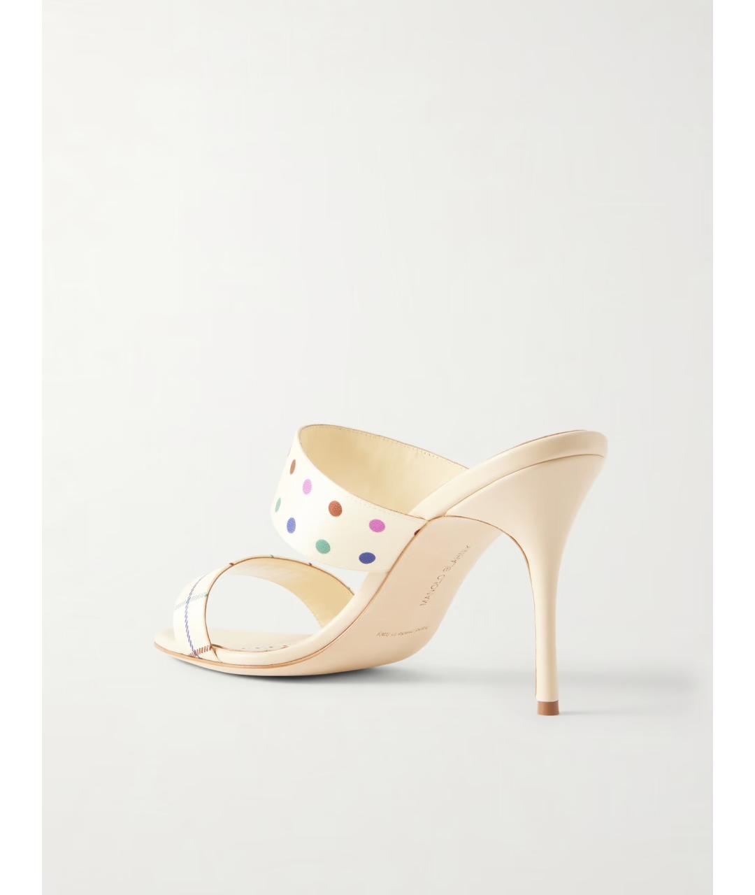 MANOLO BLAHNIK Бежевые текстильные мюли, фото 5