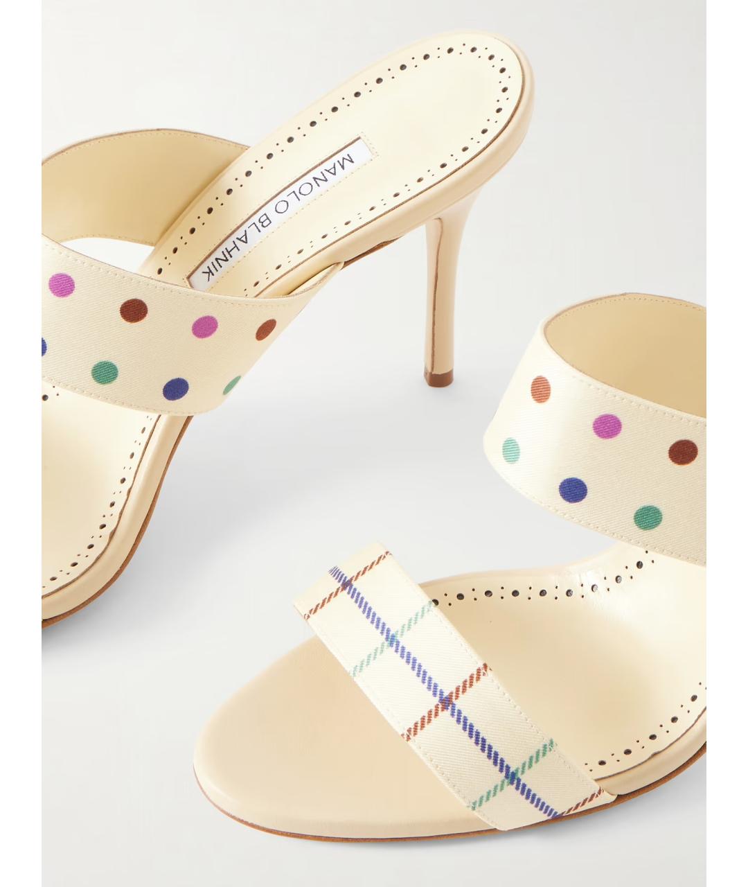 MANOLO BLAHNIK Бежевые текстильные мюли, фото 4