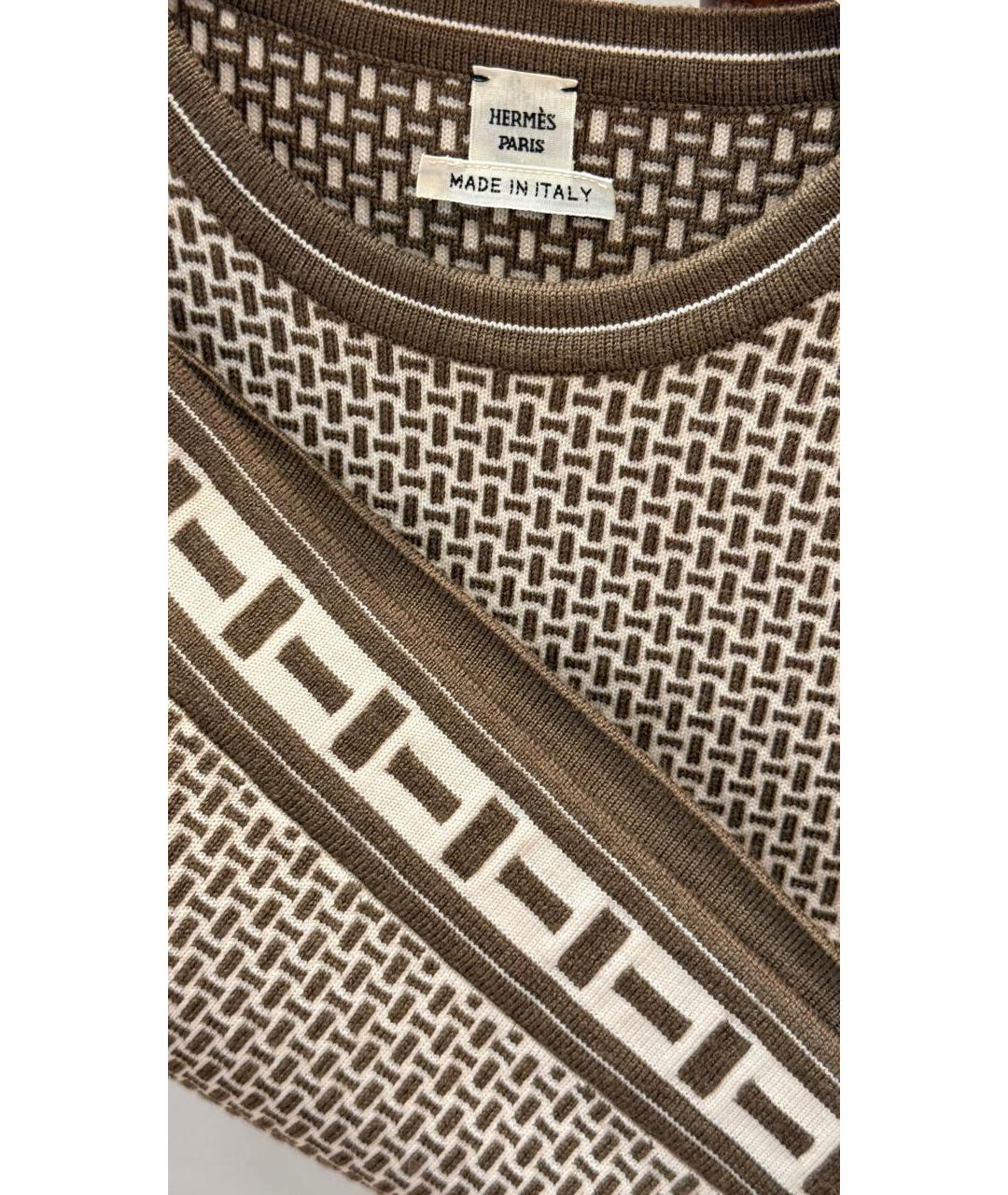 HERMES Коричневая шерстяная майка, фото 5