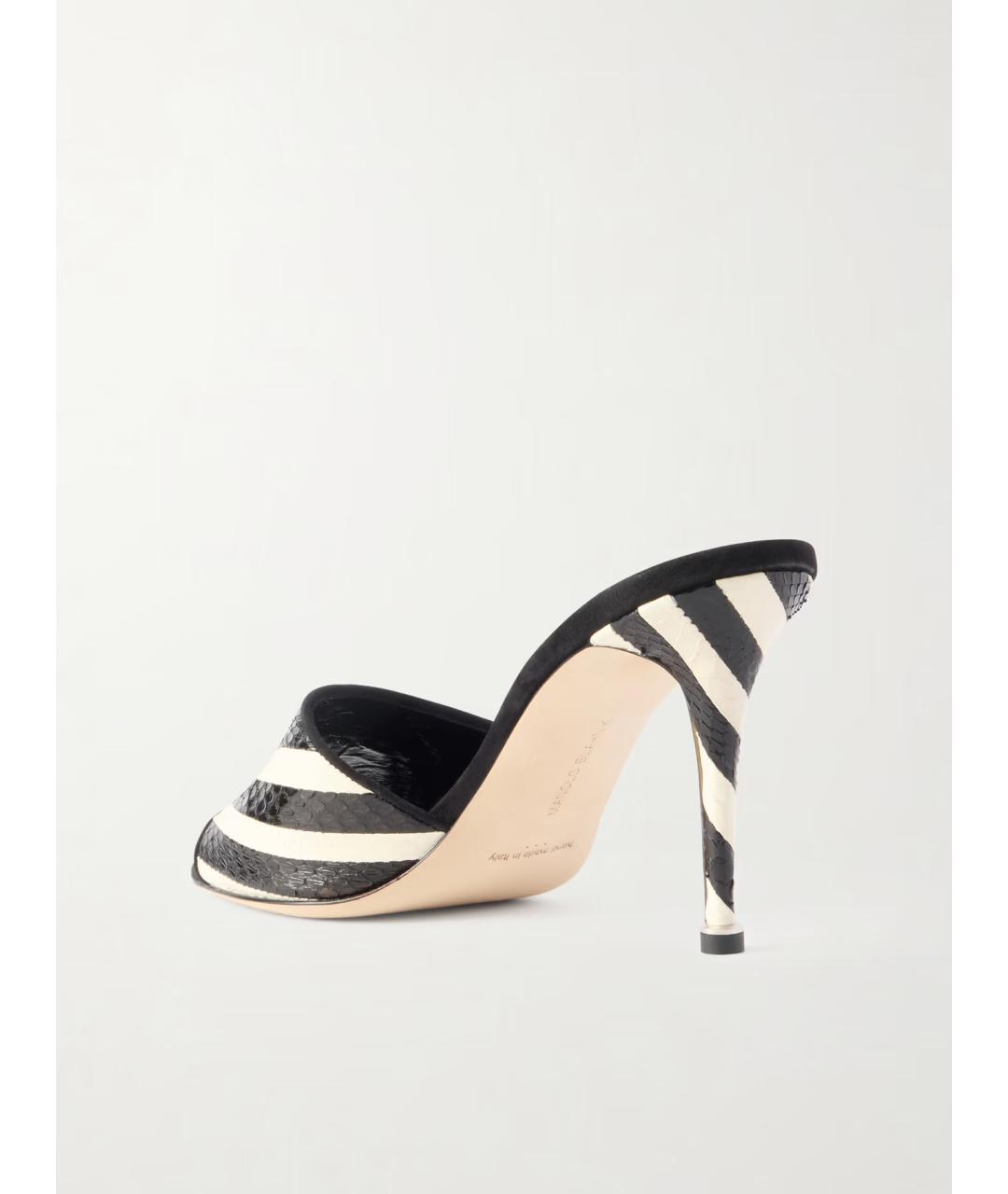 MANOLO BLAHNIK Черные мюли из кожи питона, фото 5