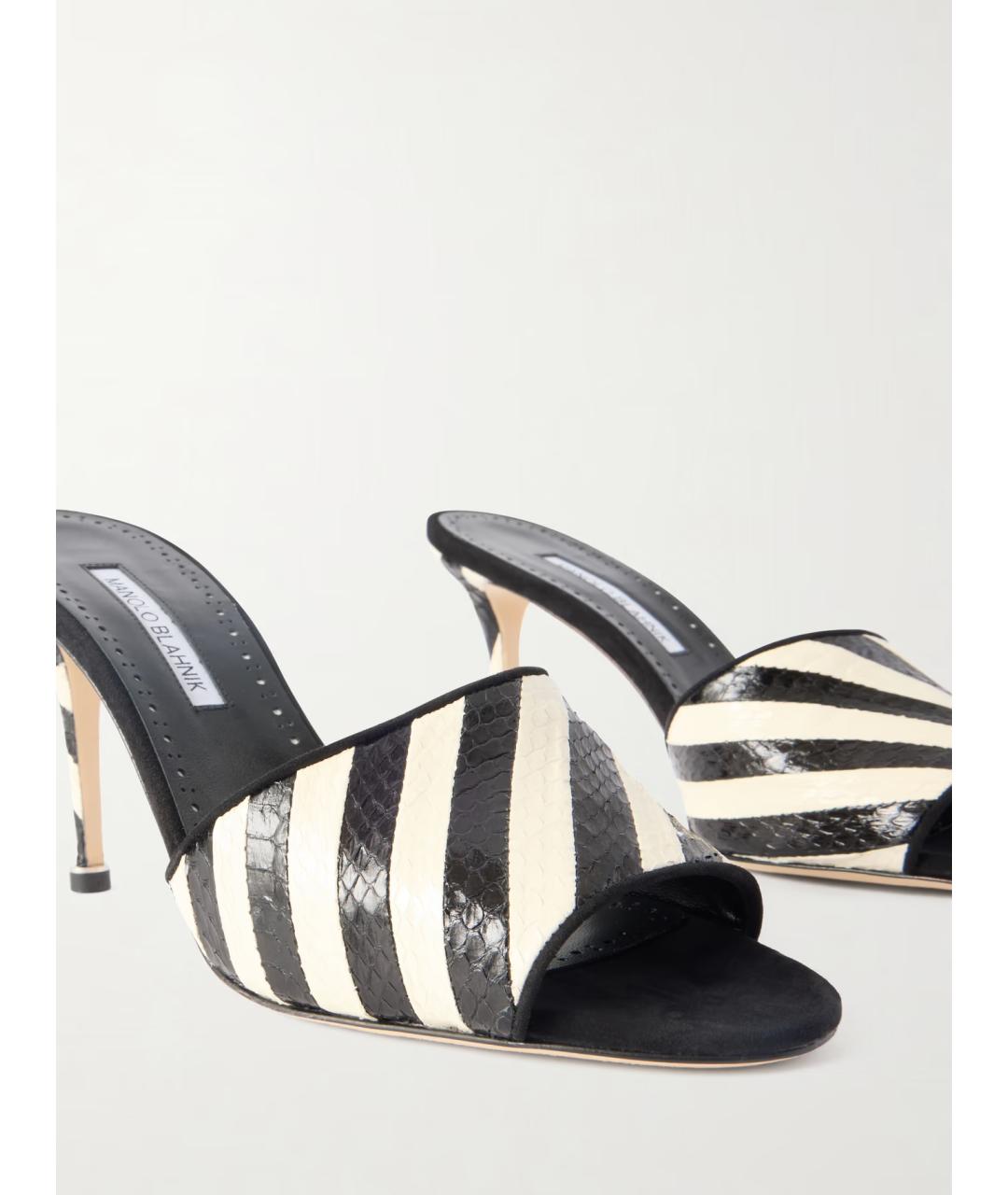 MANOLO BLAHNIK Черные мюли из кожи питона, фото 4