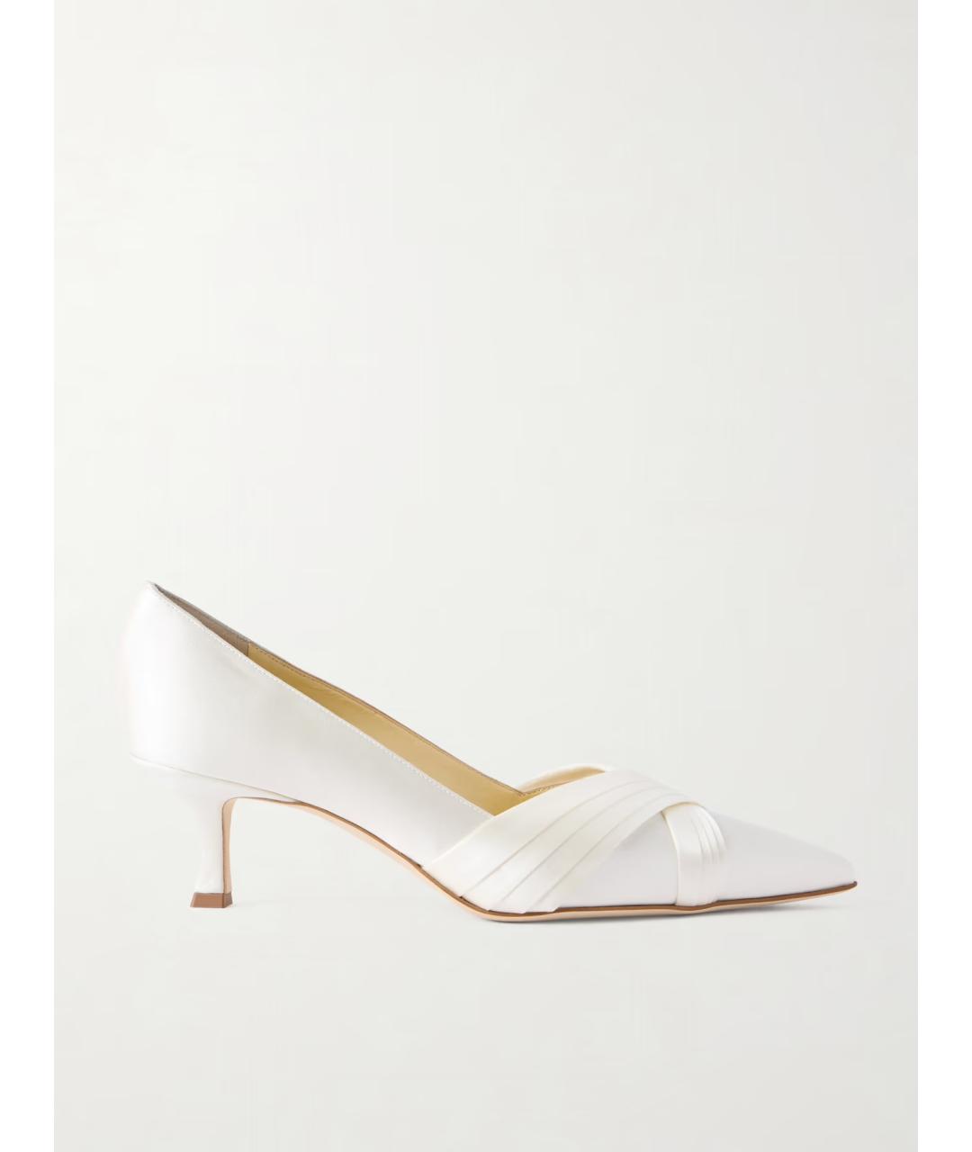 MANOLO BLAHNIK Белые текстильные лодочки на низком каблуке, фото 6