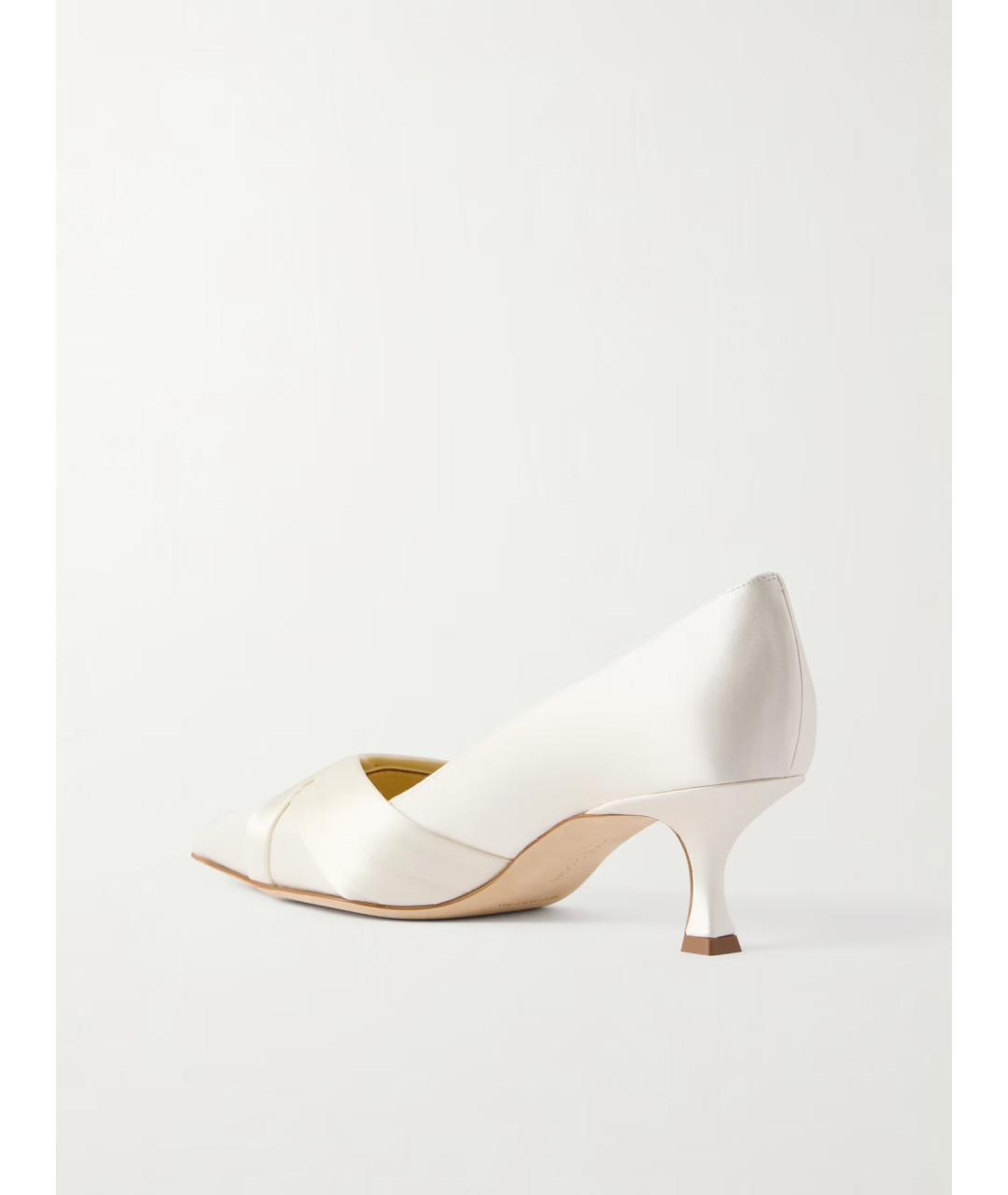 MANOLO BLAHNIK Белые текстильные лодочки на низком каблуке, фото 4