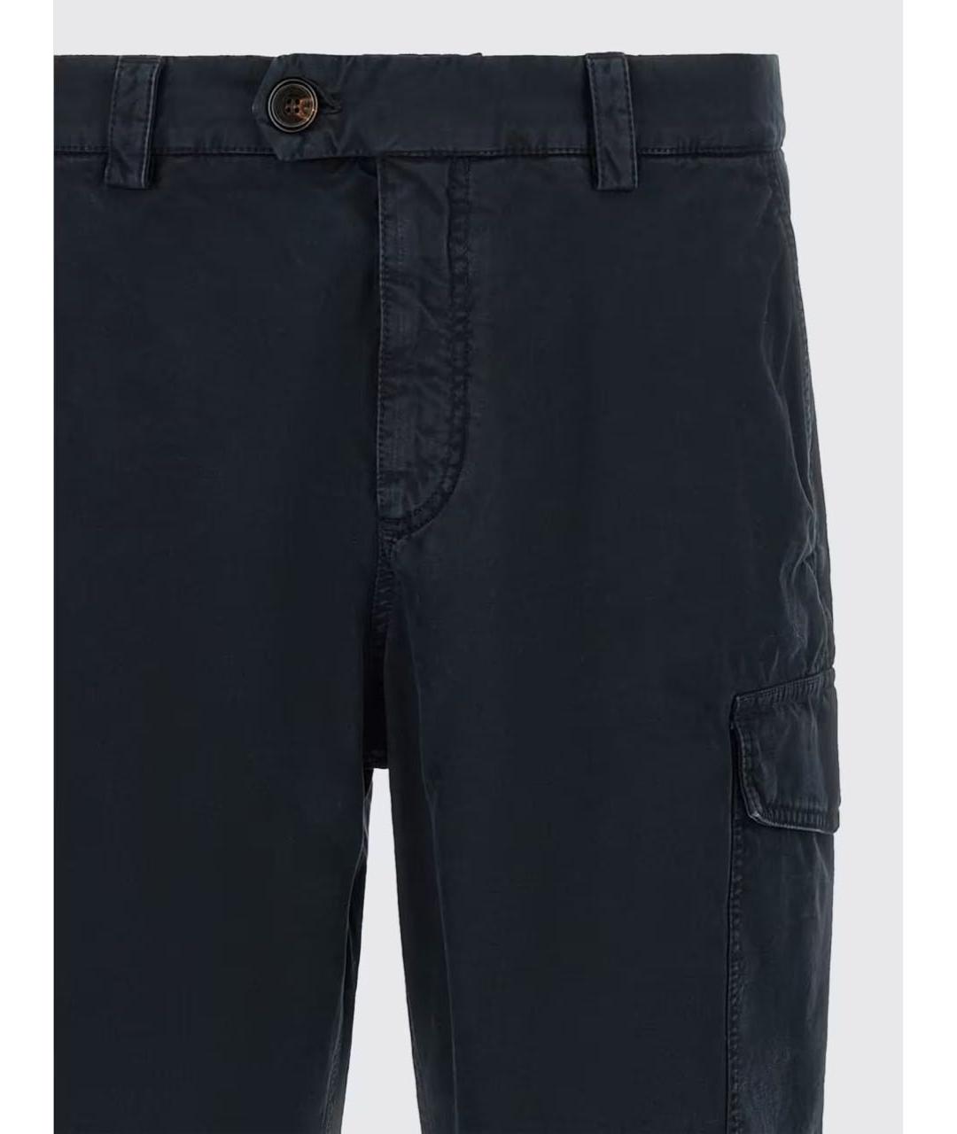 BRUNELLO CUCINELLI Темно-синие хлопковые повседневные брюки, фото 4