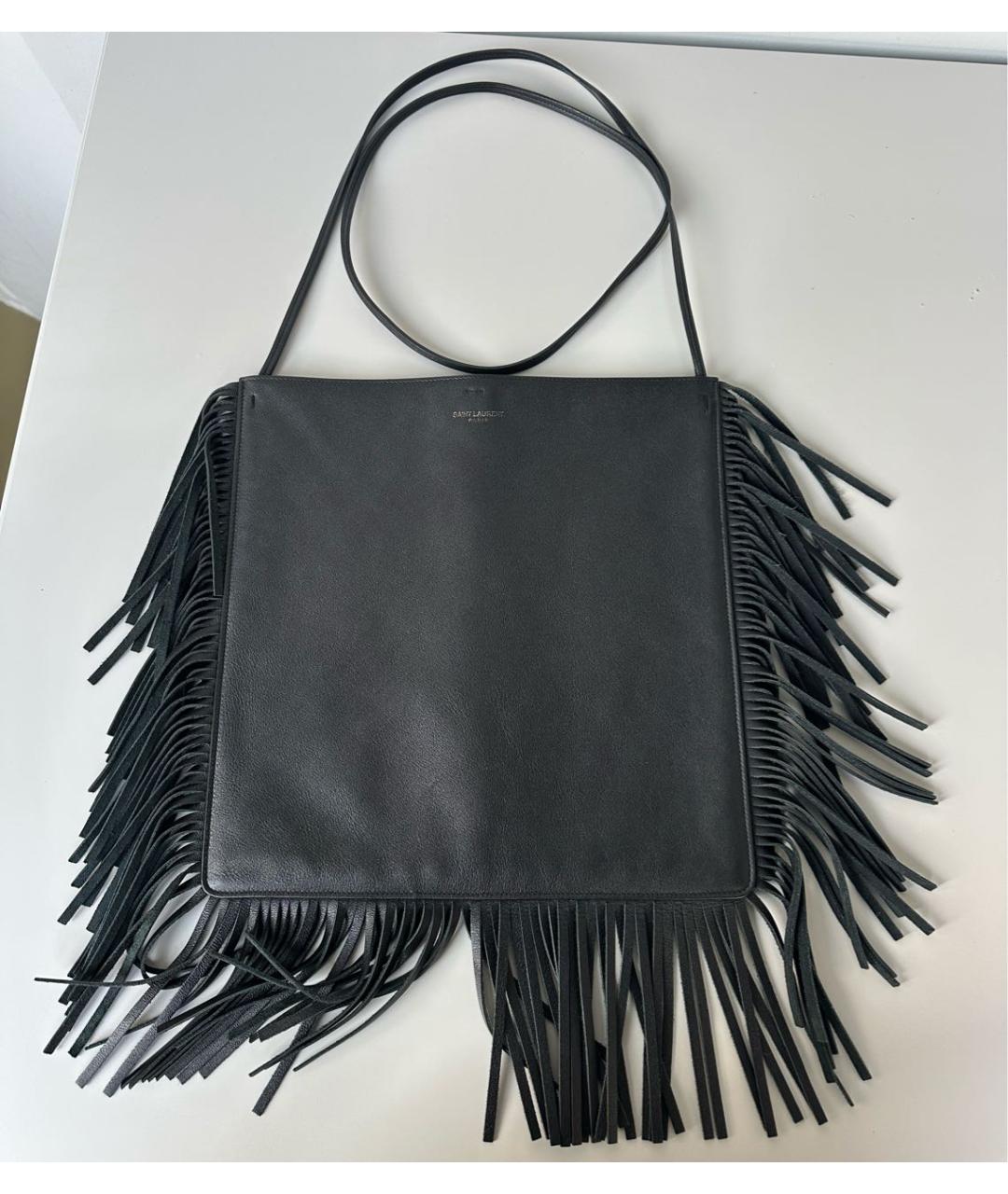 SAINT LAURENT Черная кожаная сумка через плечо, фото 2