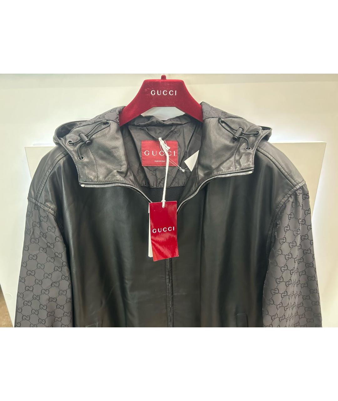 GUCCI Черная кожаная куртка, фото 3