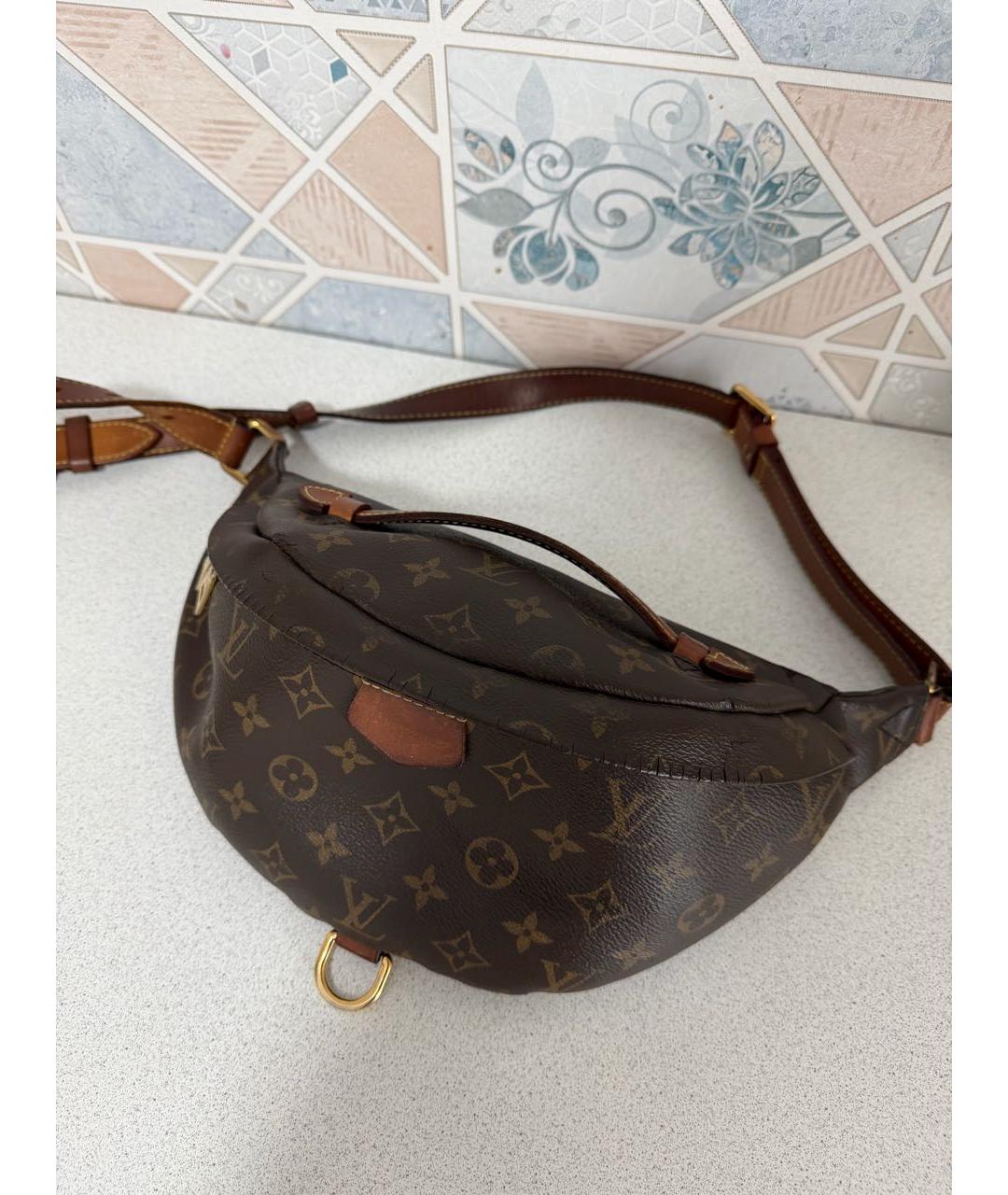 LOUIS VUITTON Коричневая кожаная сумка через плечо, фото 7