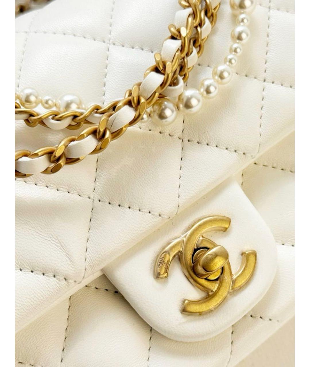 CHANEL Белая кожаная сумка через плечо, фото 4