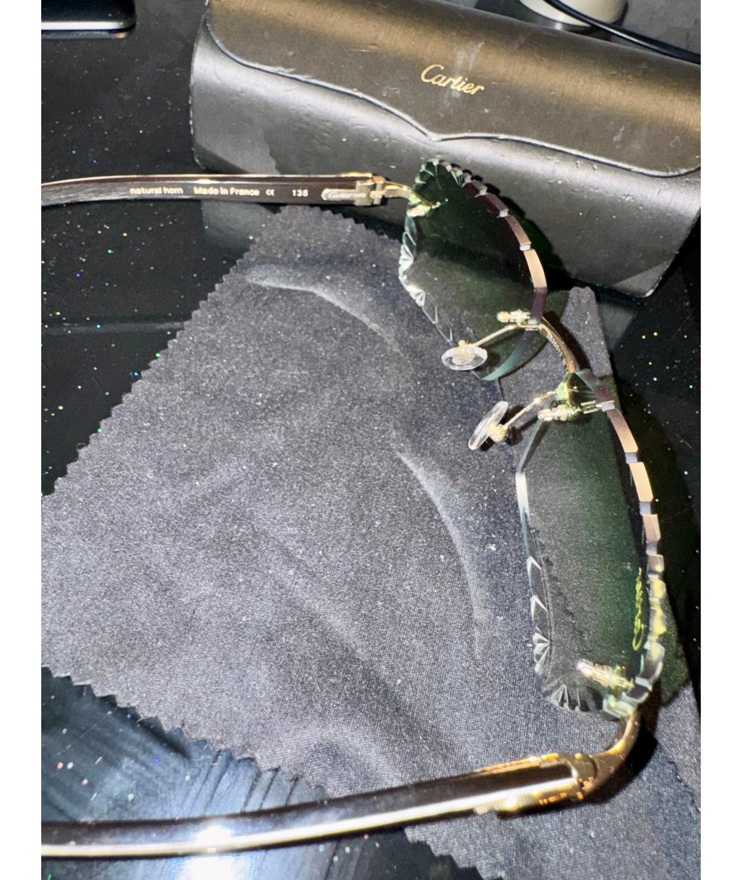 CARTIER Зеленые солнцезащитные очки из рога буйвола, фото 2