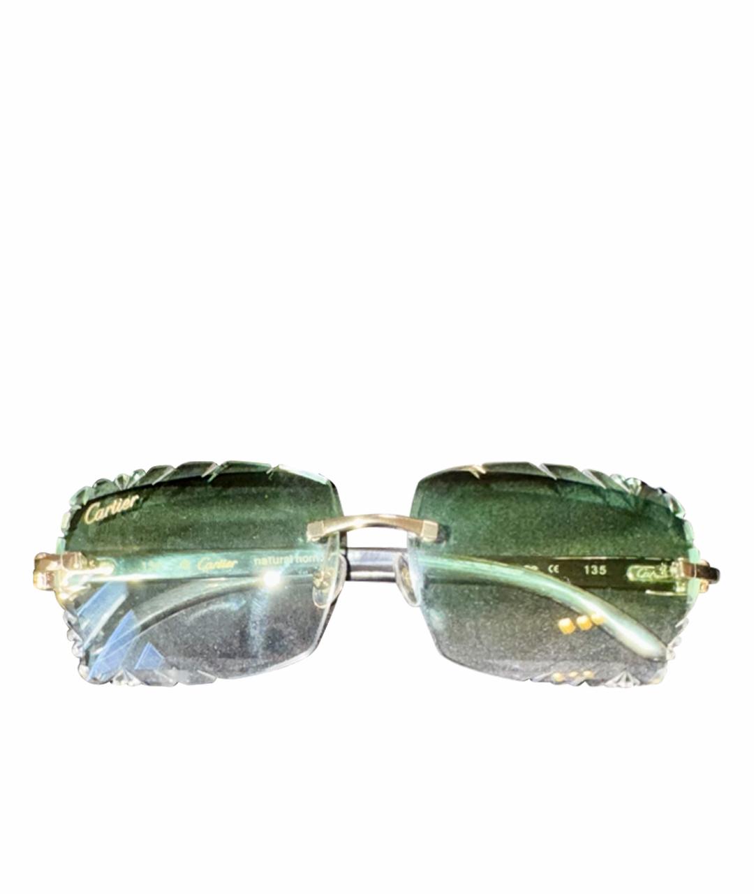 CARTIER Зеленые солнцезащитные очки из рога буйвола, фото 1