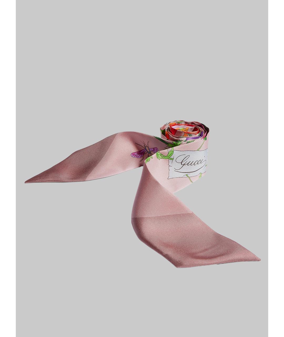 GUCCI Розовый шелковый платок, фото 3
