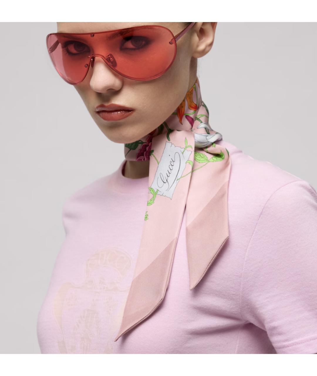 GUCCI Розовый шелковый платок, фото 4