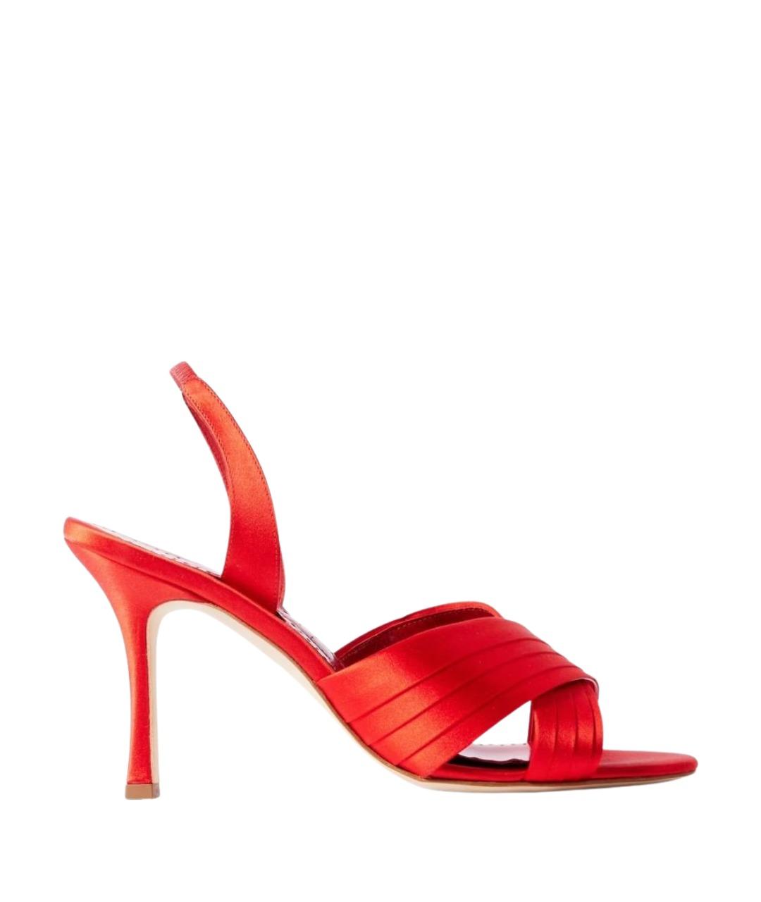 MANOLO BLAHNIK Красные текстильные мюли, фото 1