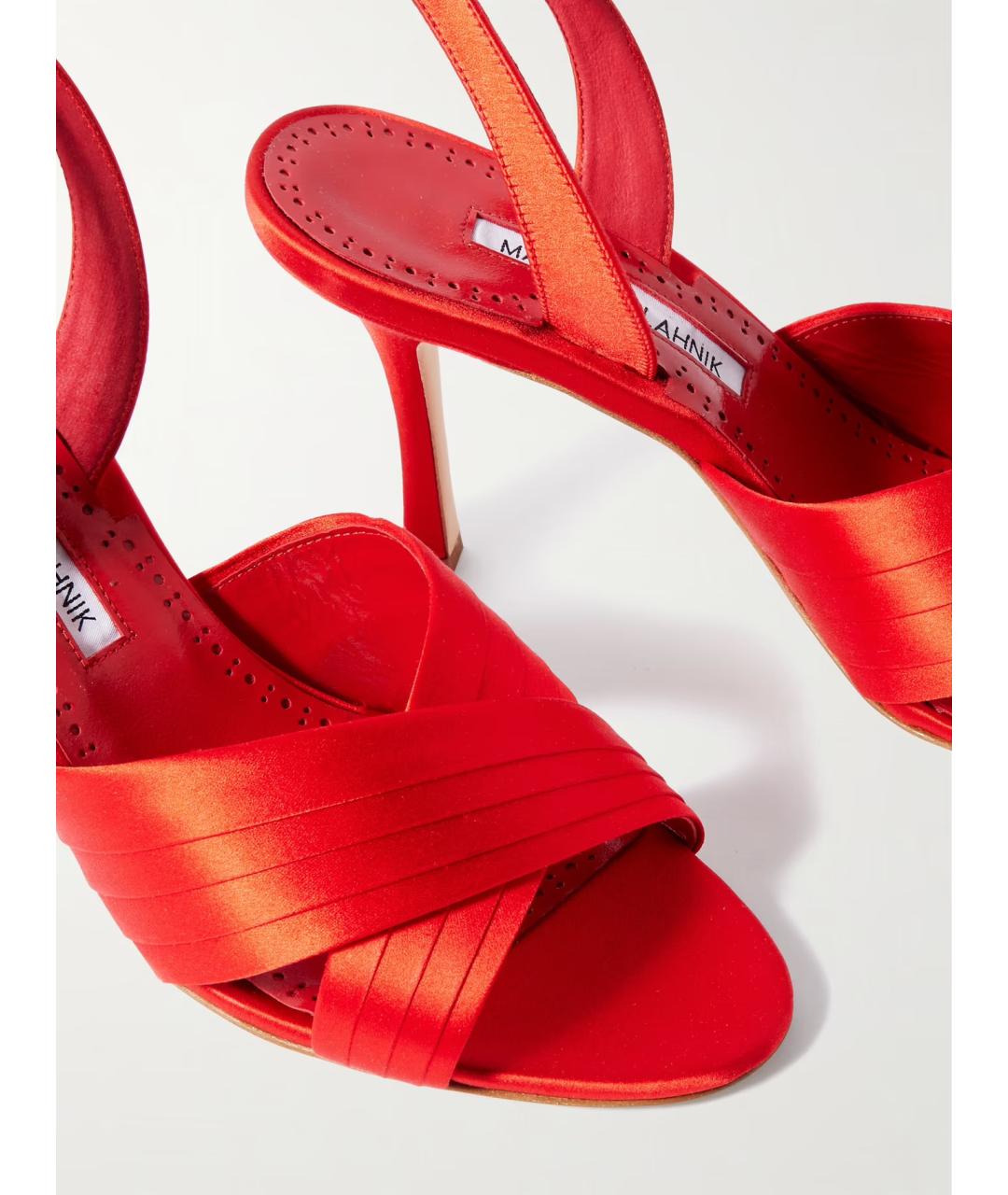 MANOLO BLAHNIK Красные текстильные мюли, фото 3