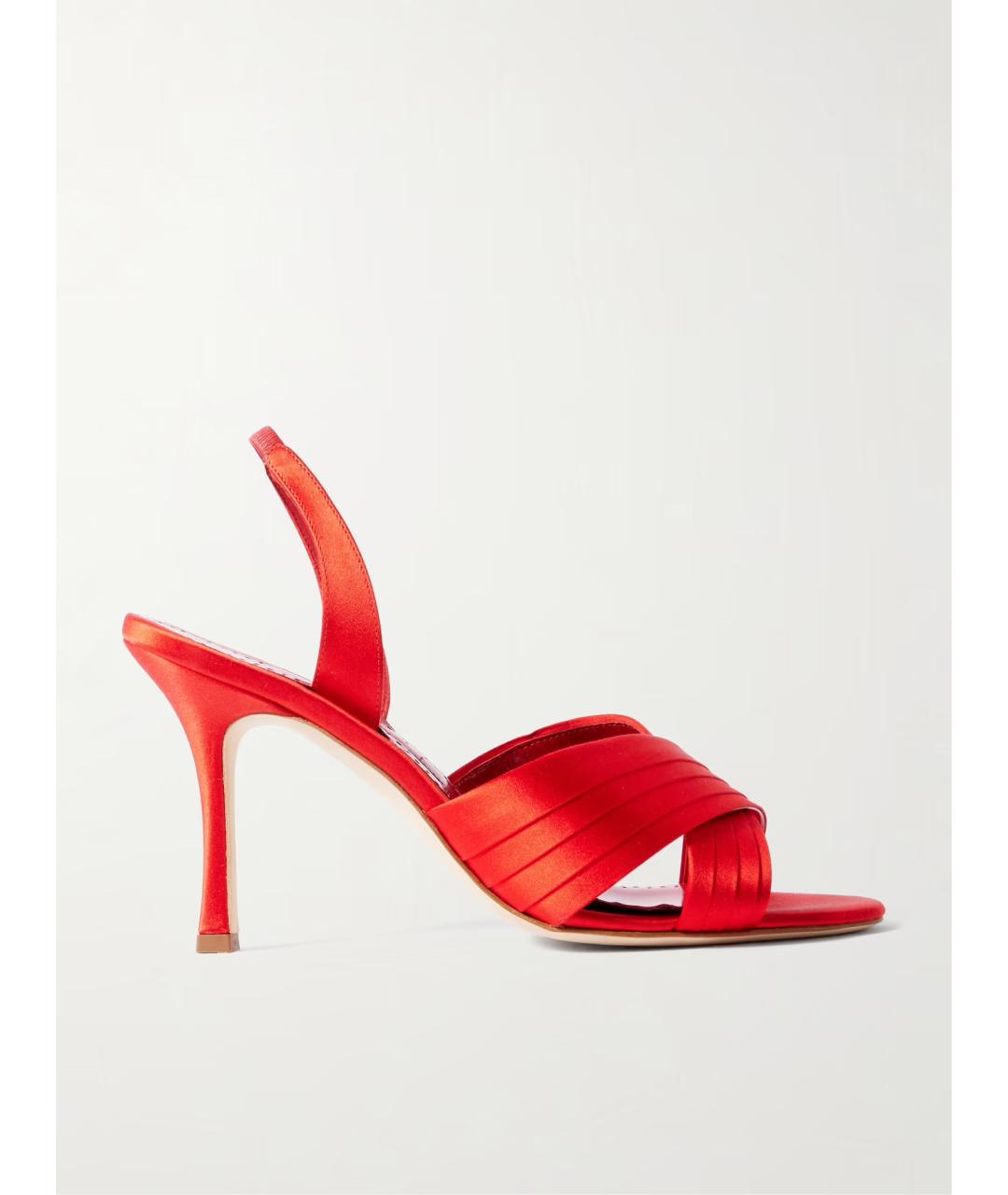 MANOLO BLAHNIK Красные текстильные мюли, фото 5