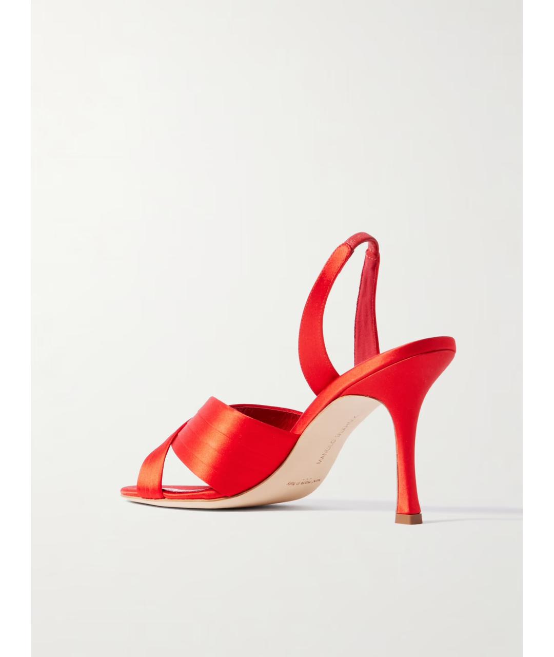 MANOLO BLAHNIK Красные текстильные мюли, фото 4