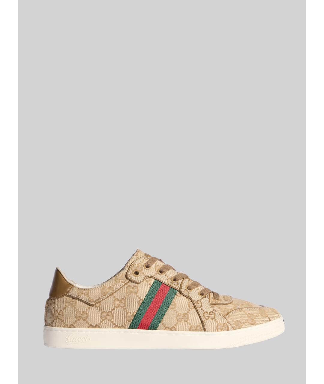 GUCCI Бежевые текстильные низкие кроссовки / кеды, фото 6