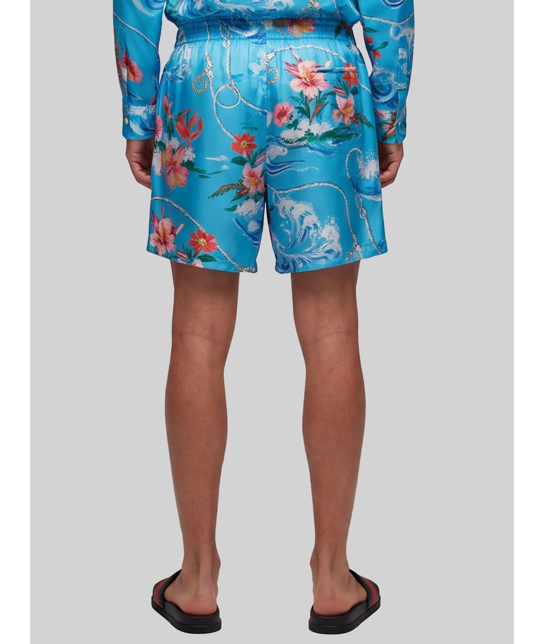 GUCCI Голубые шелковые шорты, фото 5
