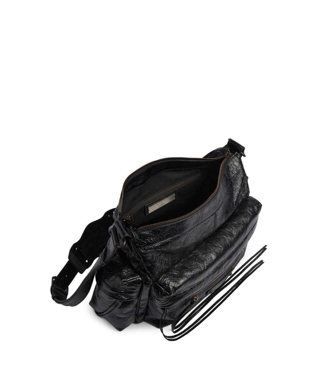BALENCIAGA Черная кожаная сумка на плечо, фото 3