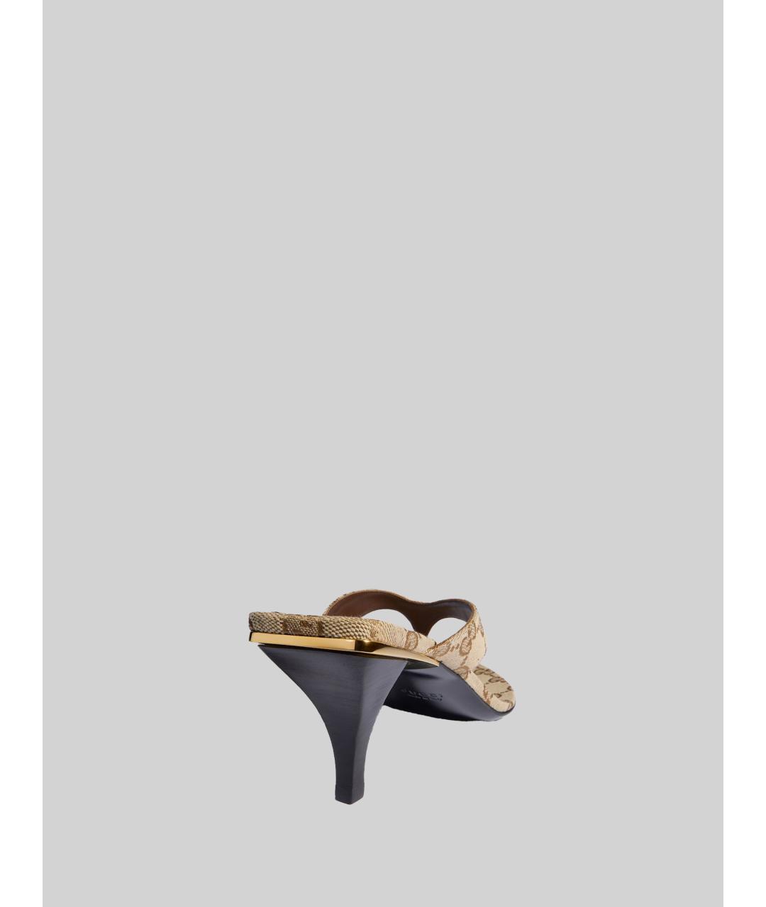 GUCCI Бежевые синтетические босоножки, фото 2