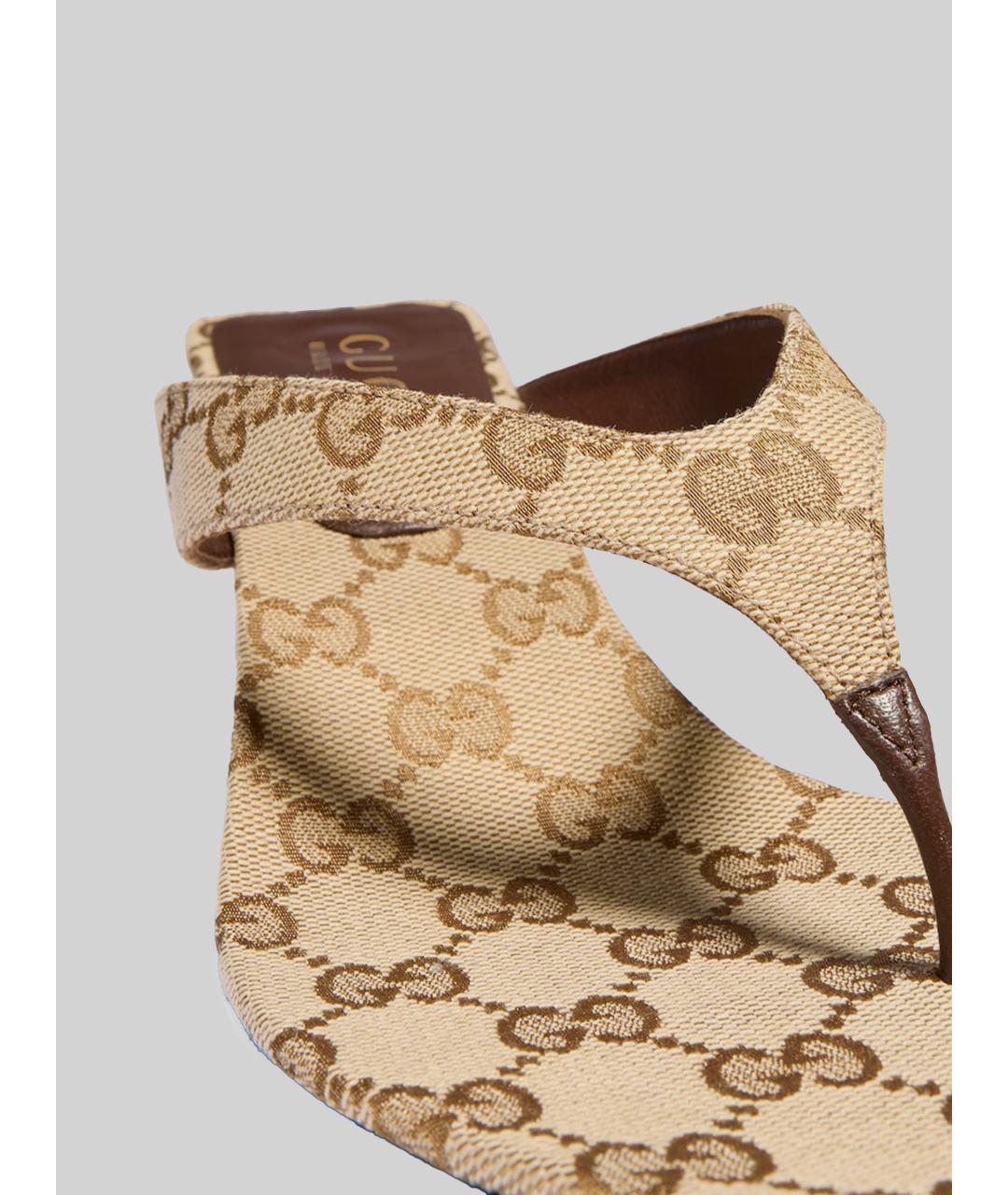 GUCCI Бежевые синтетические босоножки, фото 5