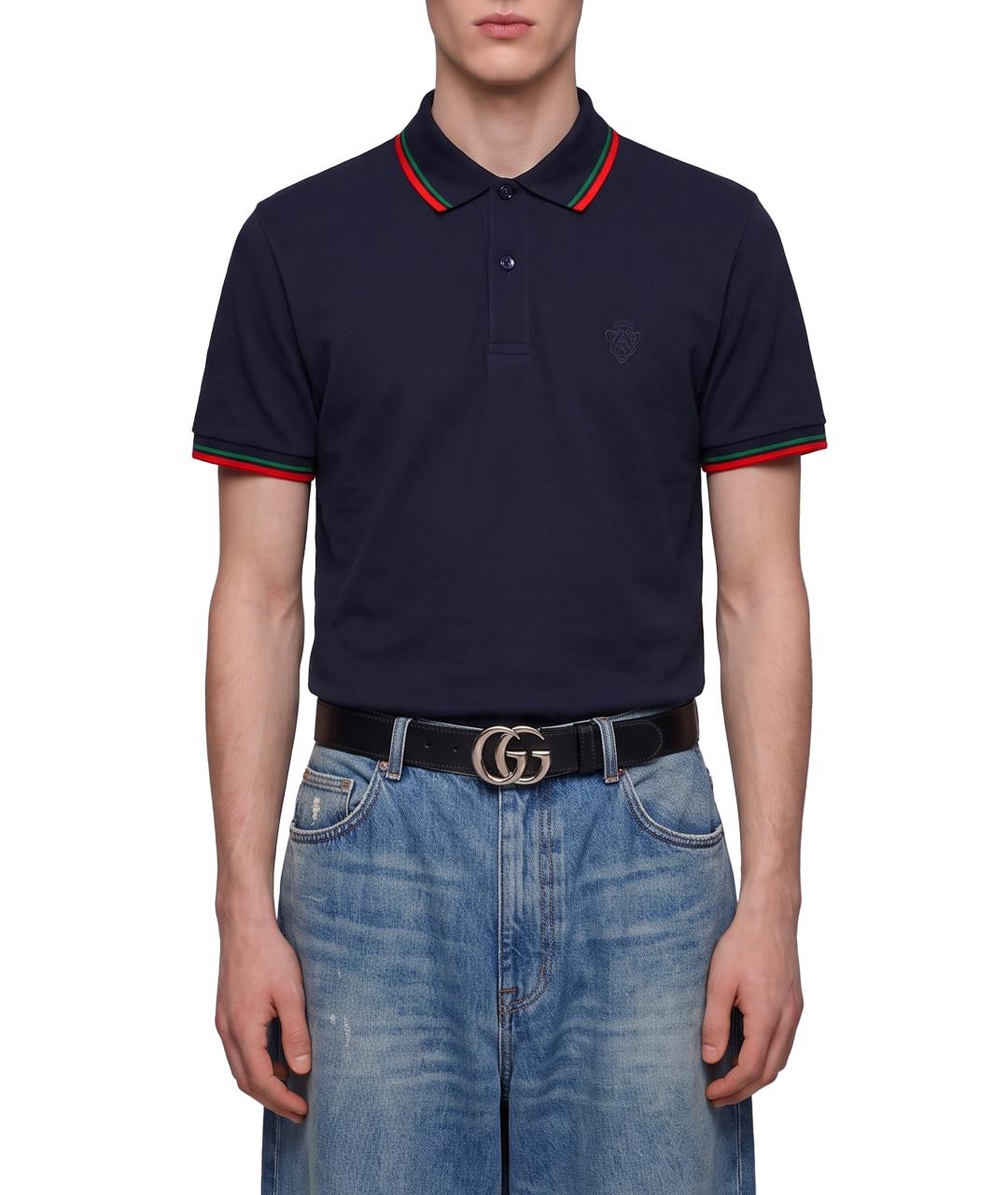 GUCCI Синее хлопковое поло с коротким рукавом, фото 5